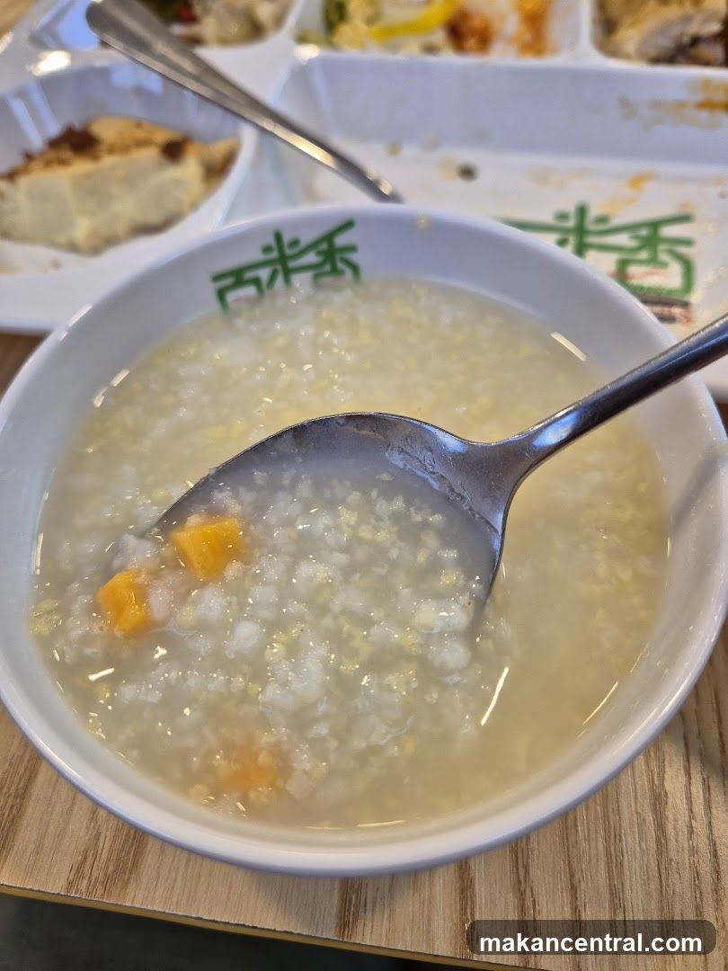 Bowl of congee with spoon