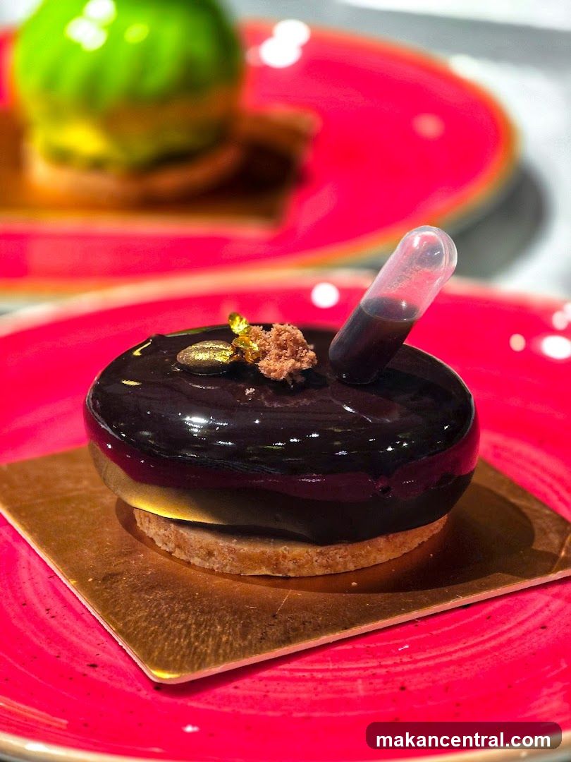 Chocolate Dessert on Red Plate