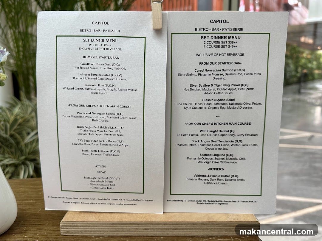 Capitol Bistro • Bar • Patisserie Menu