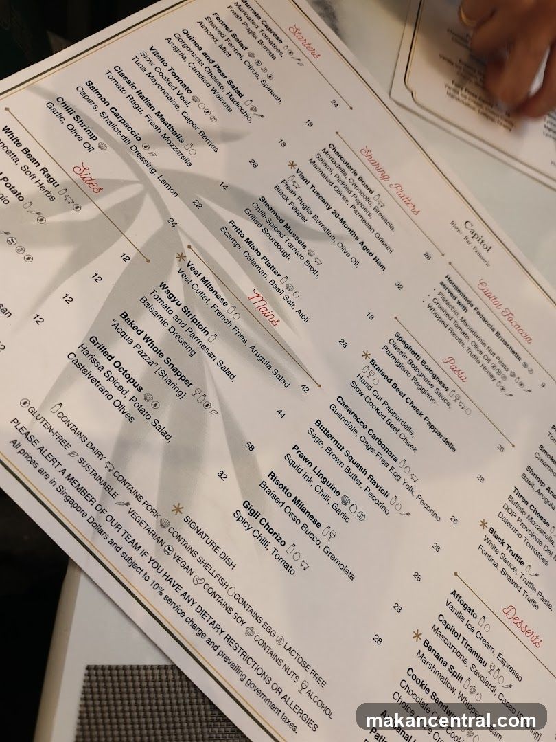 Capitol Restaurant Menu