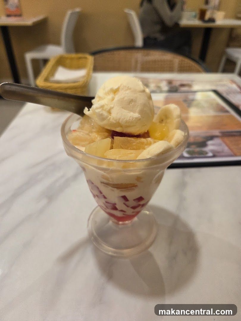 Ice cream dessert in glass cup