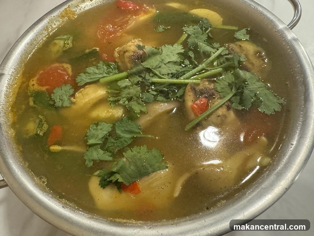 Soup in a metal pot