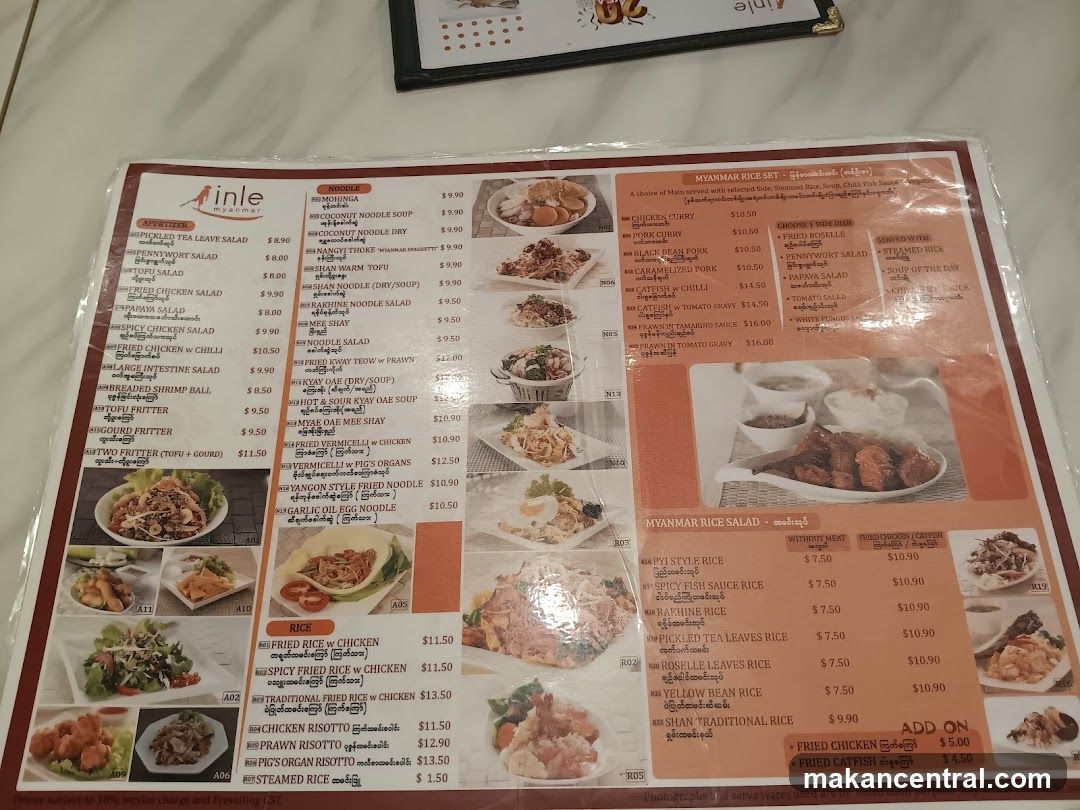 Inle Myanmar Restaurant Menu
