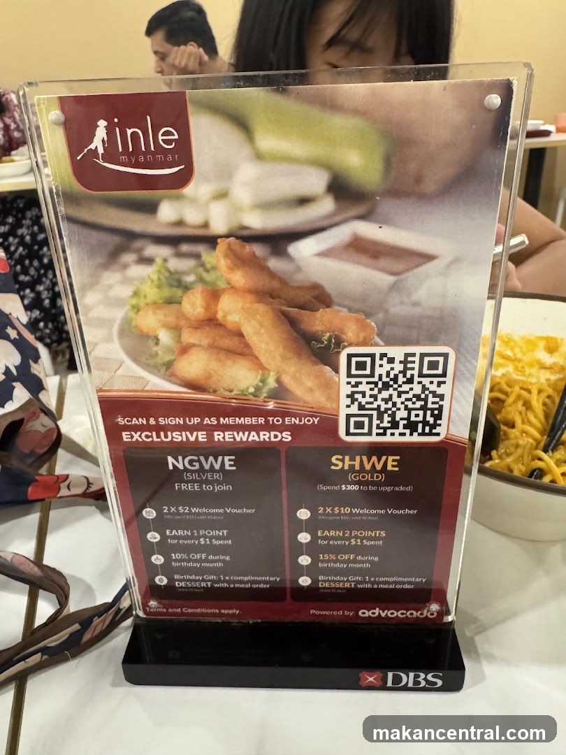 Inle Myanmar Restaurant Member Rewards Signage