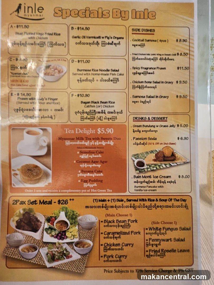 Inle Myanmar Specials Menu