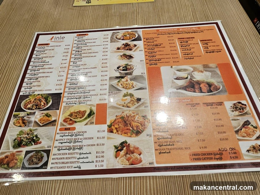 Inle Myanmar Restaurant Menu