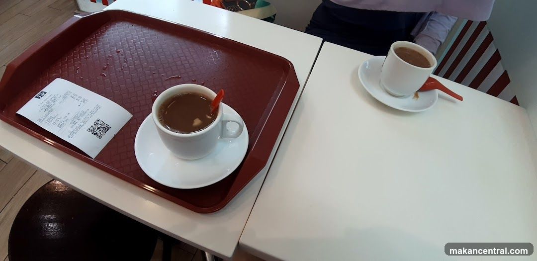 Table with beverages and receipt