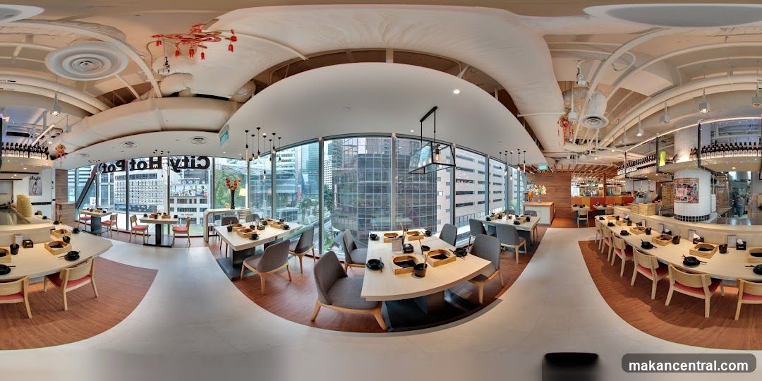Restaurant Interior with City View