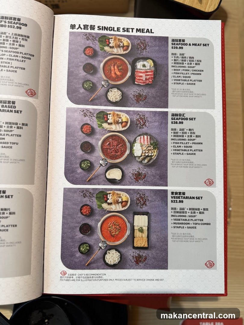Single Set Meal Menu