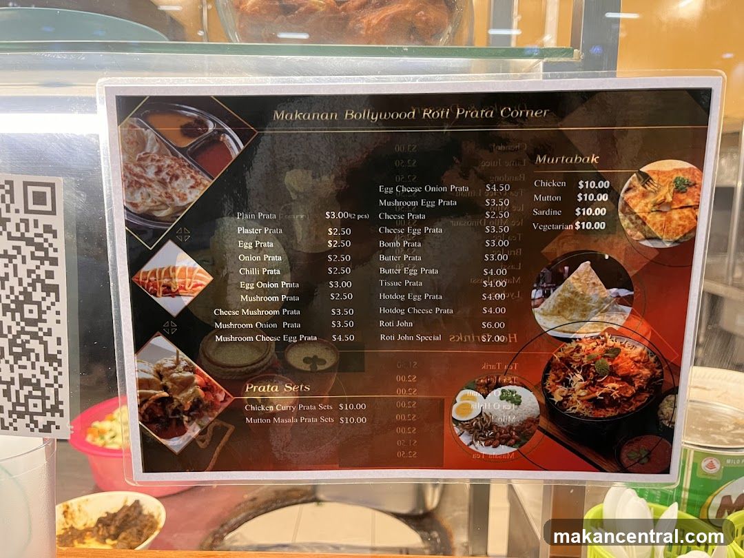 Makanan Bollywood Roti Prata Corner Menu