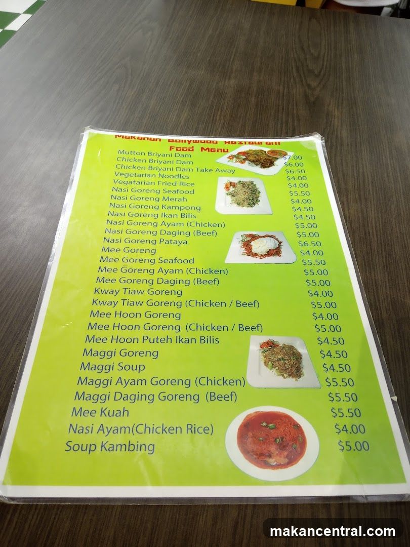 Makanan Bollywood Restaurant Food Menu
