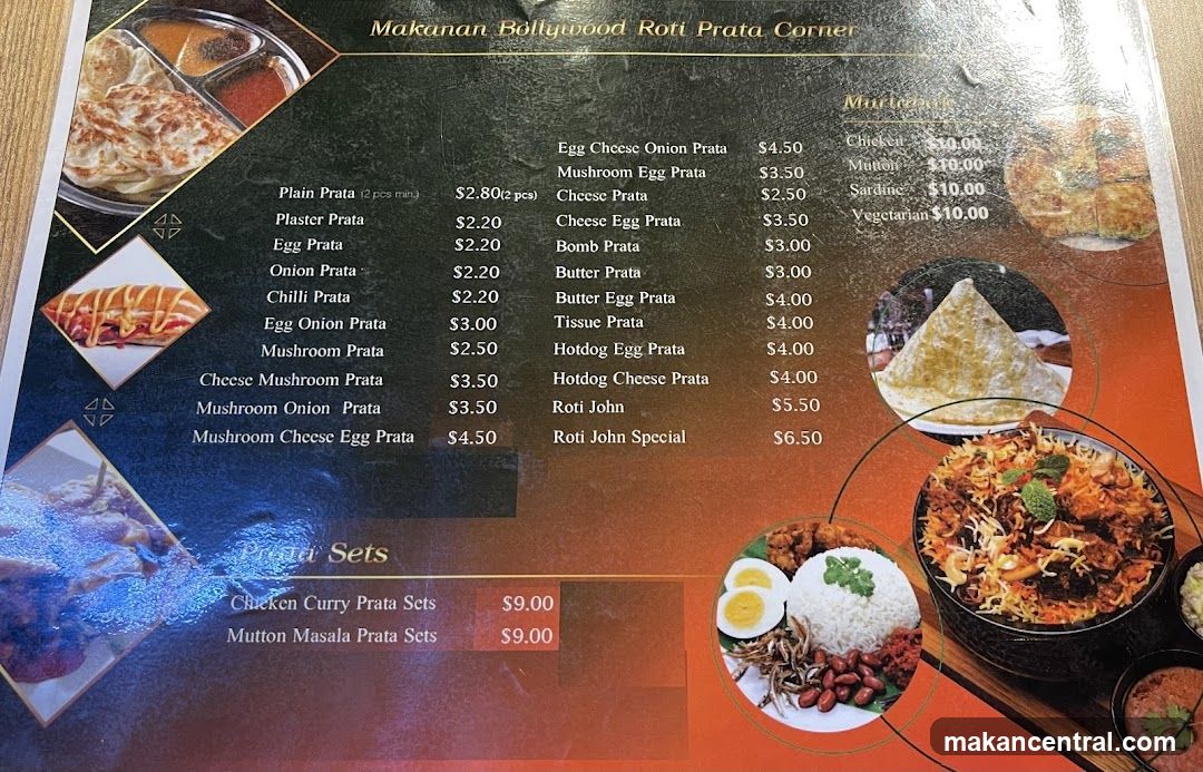 Makanan Bollywood Roti Prata Corner Menu
