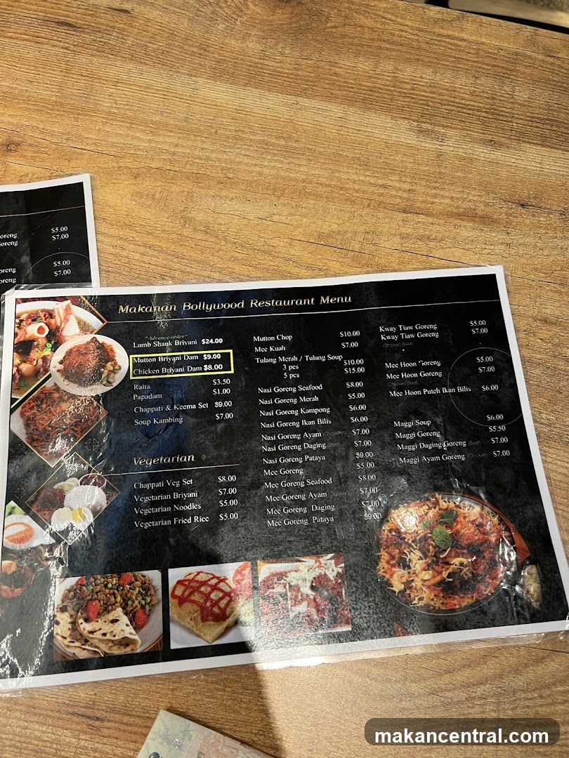 Makanan Bollywood Restaurant Menu