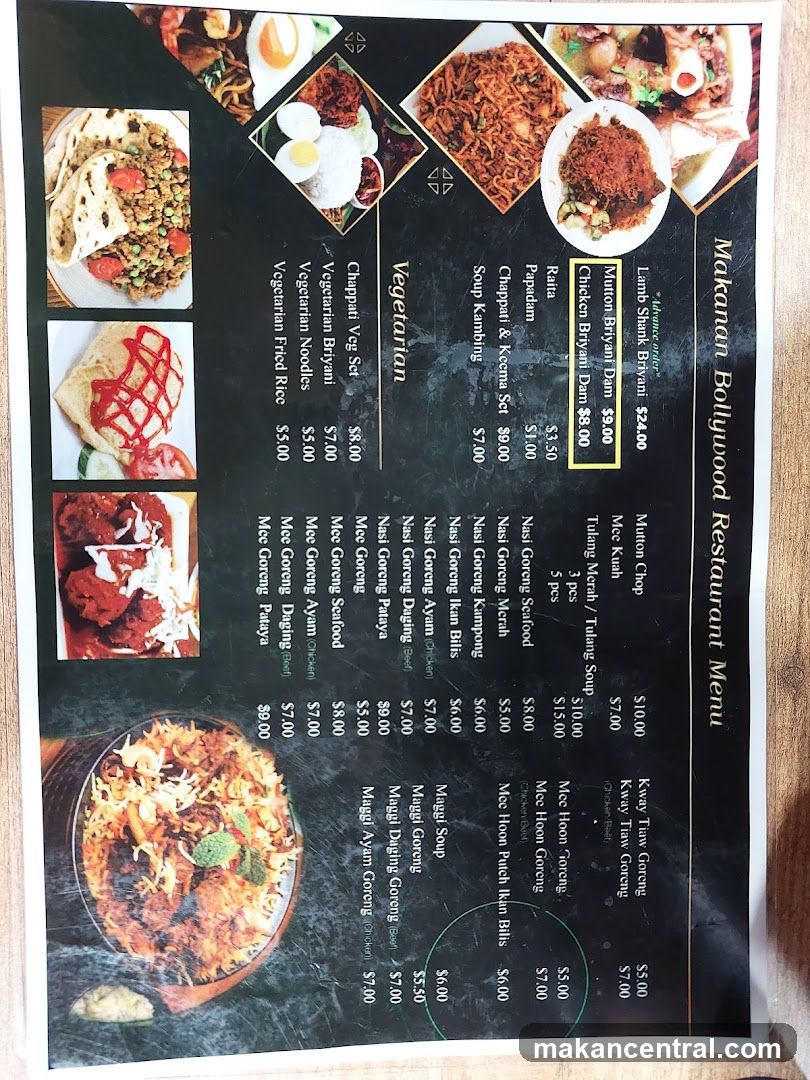 Makangan Bollywood Restaurant Menu