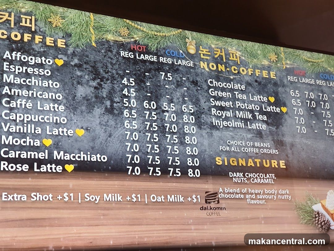 Dal.komm Coffee Menu