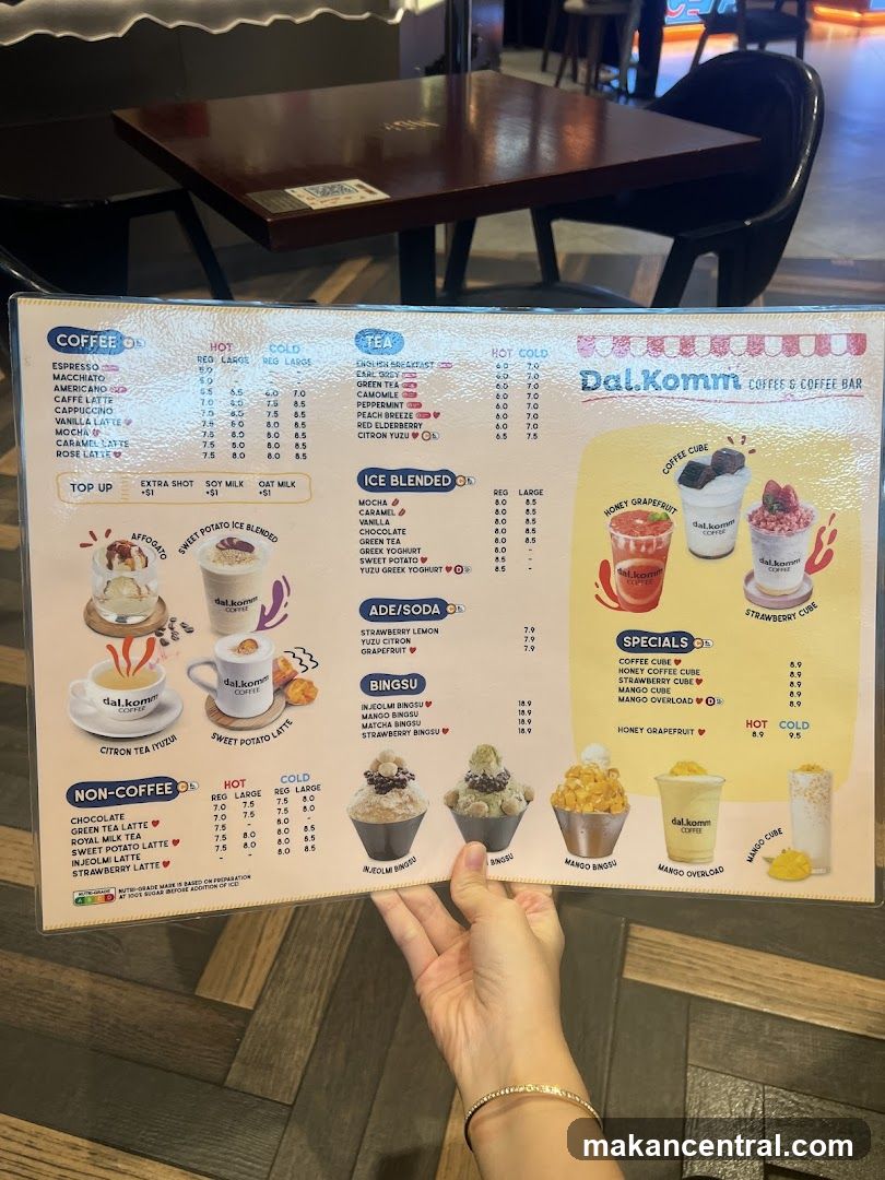 Dal.Komm Coffees & Coffee Bar Menu