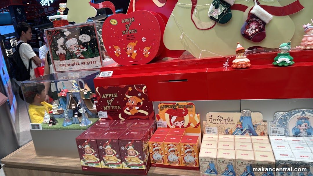 Retail Display with Christmas-Themed Merchandise