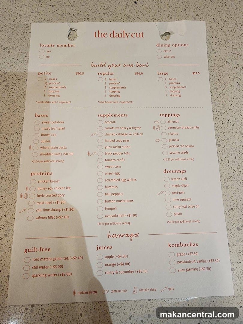 The Daily Cut Menu