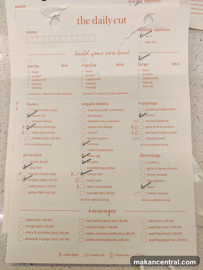 The Daily Cut Build Your Own Bowl Menu