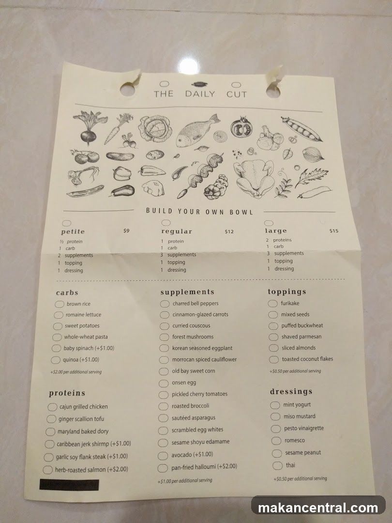 The Daily Cut Build Your Own Bowl Menu