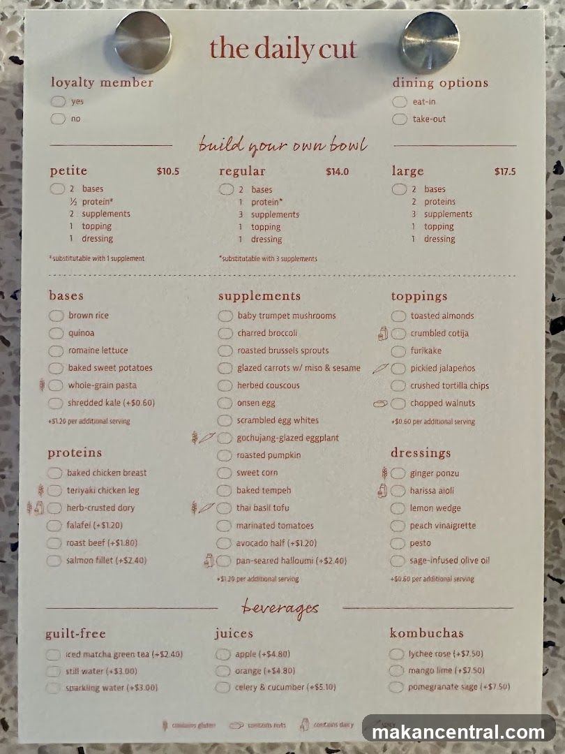 The Daily Cut Menu