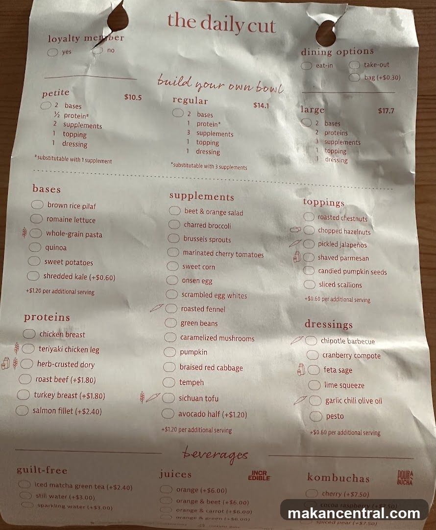 The Daily Cut Menu