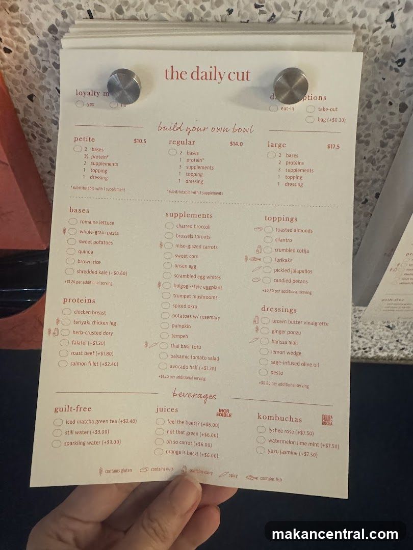 The Daily Cut Build Your Own Bowl Menu