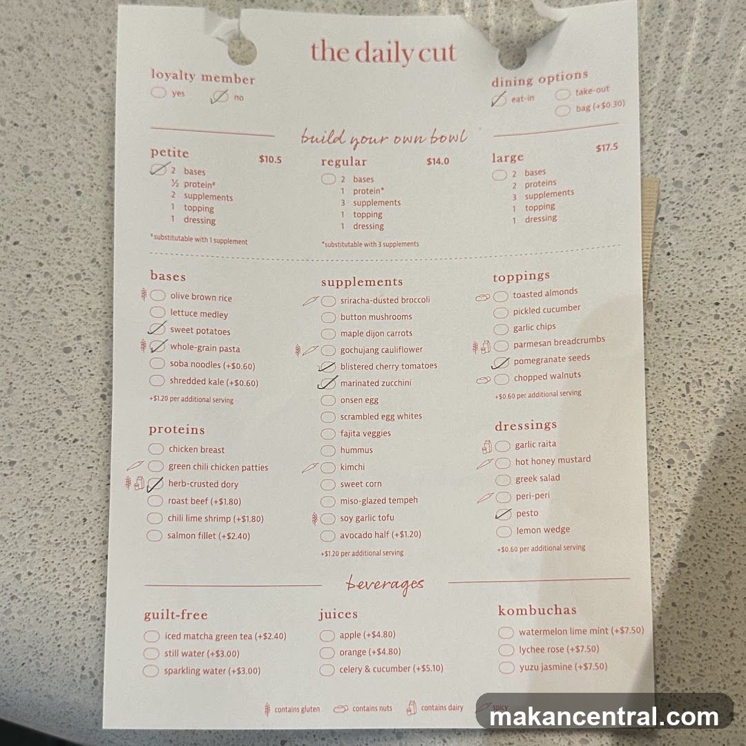 The Daily Cut Build Your Own Bowl Menu