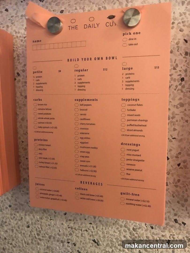 The Daily Cut Build Your Own Bowl Menu