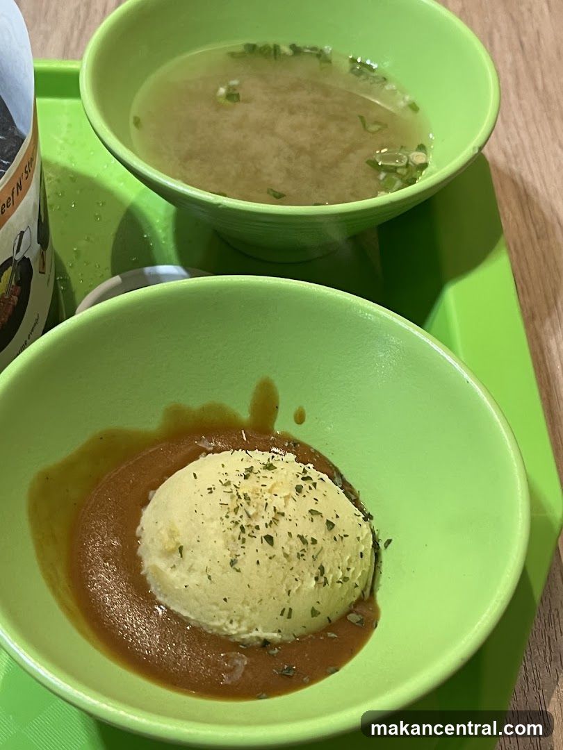 Food served in green bowls