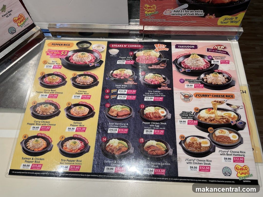 Pepper Lunch Express Menu