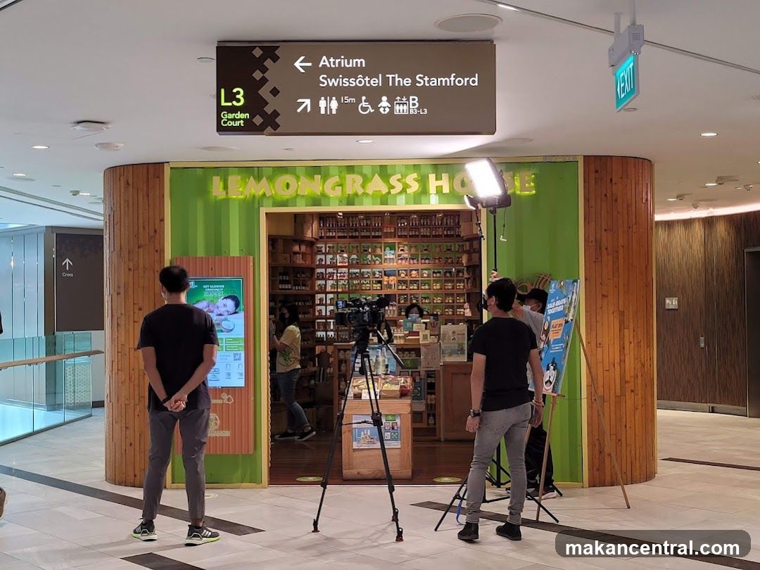Lemongrass House storefront with filming crew