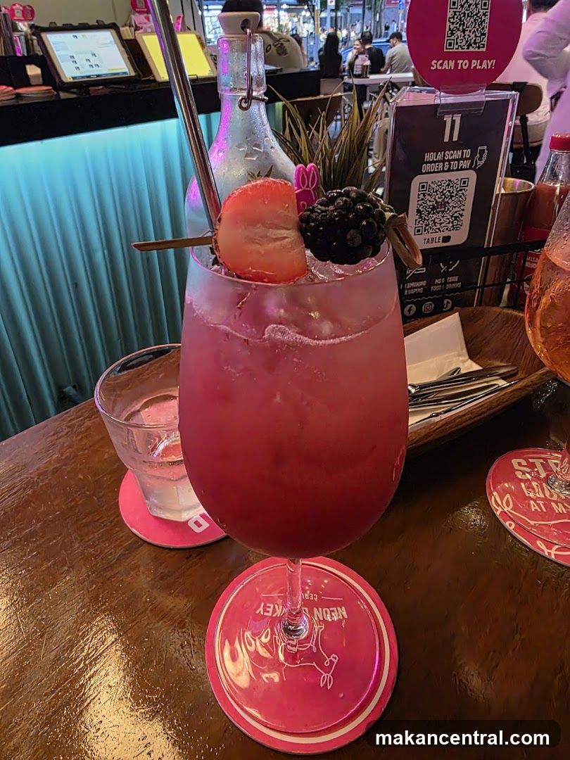 Bar Interior with Drink and QR Code Signage