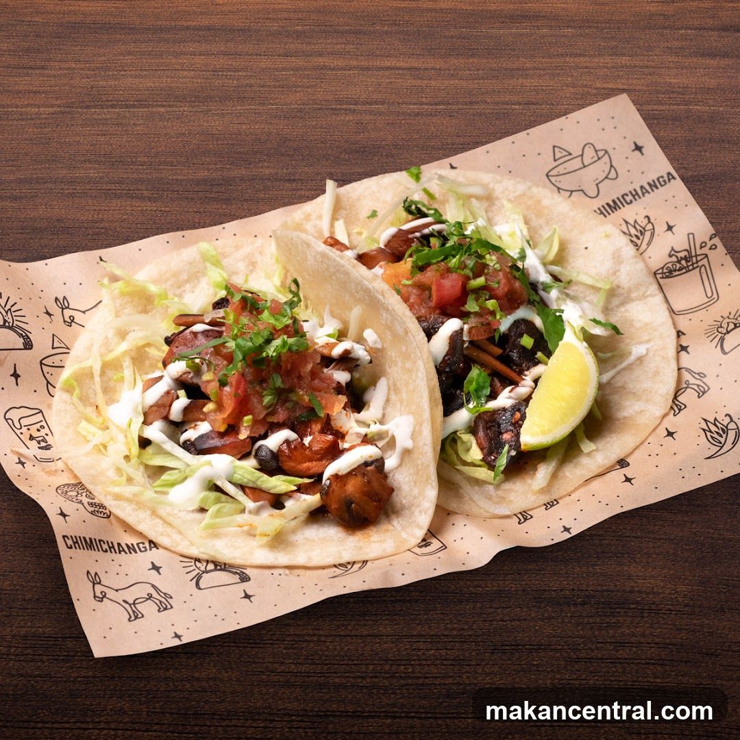 Tacos on branded paper