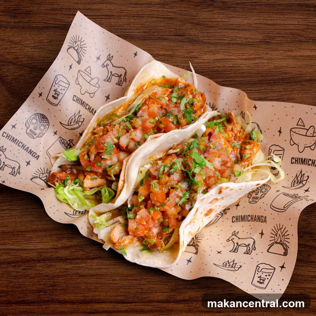 Tacos on branded paper