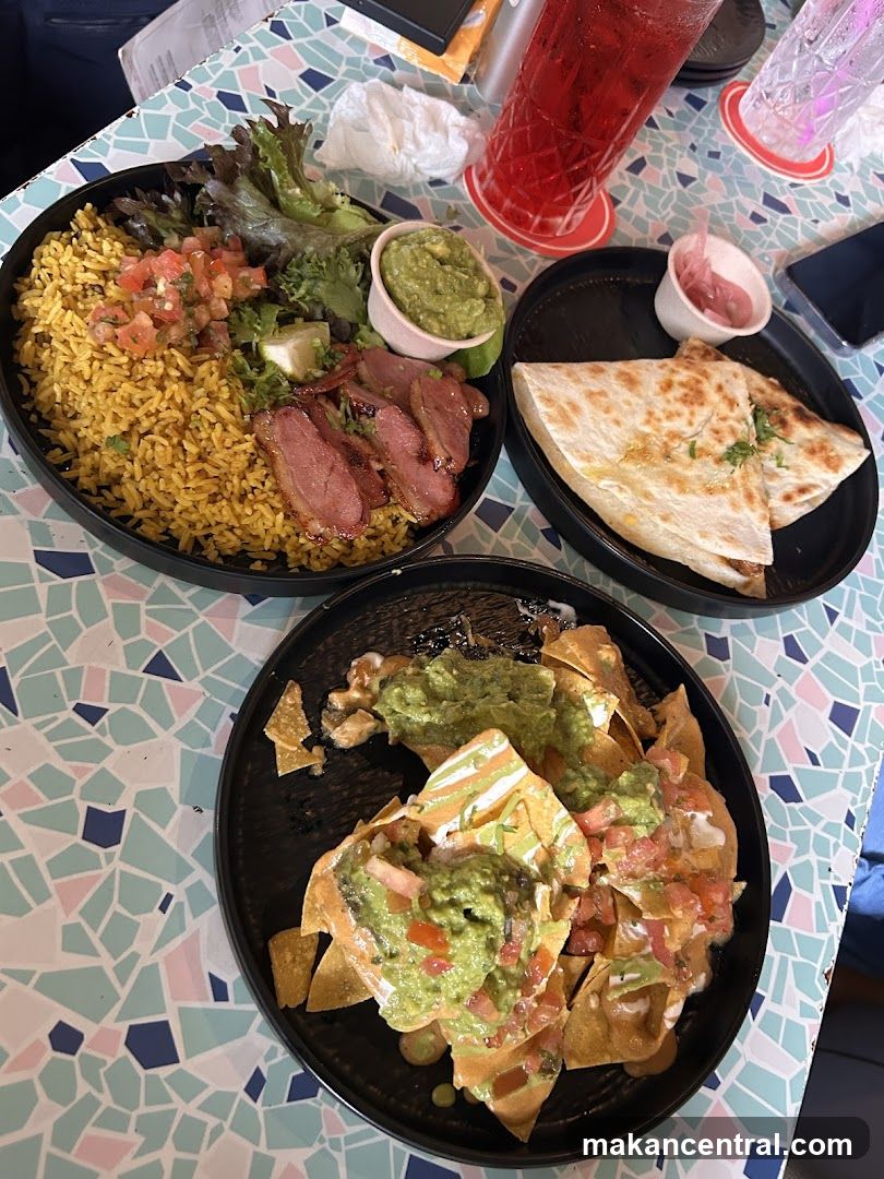 Food on mosaic table
