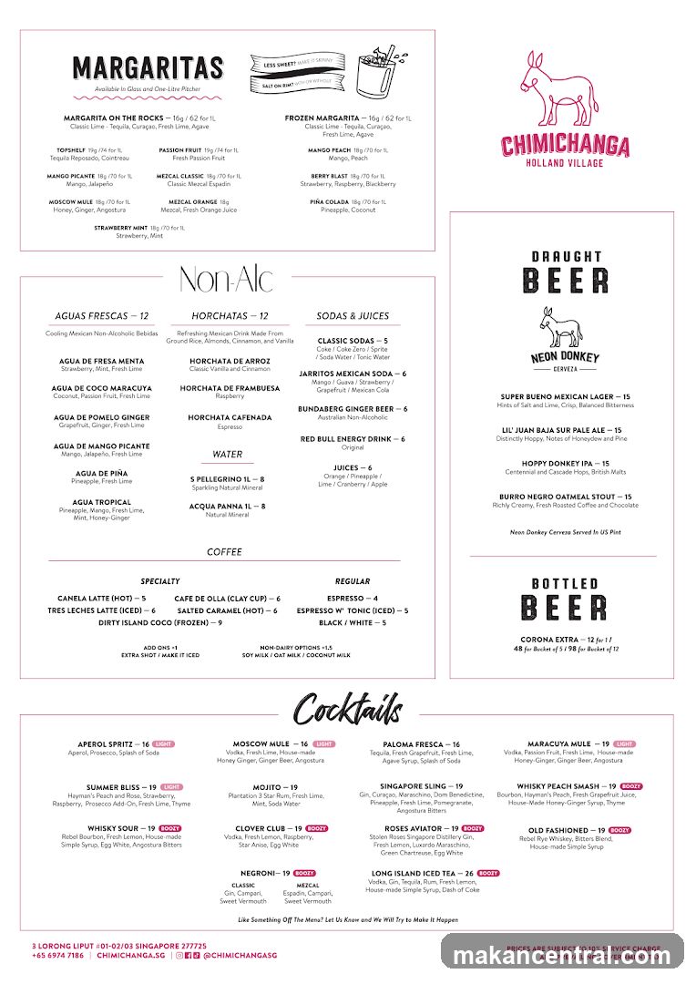 Chimichanga Holland Village Menu