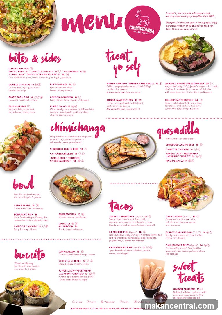 Chimichanga Holland Village Menu