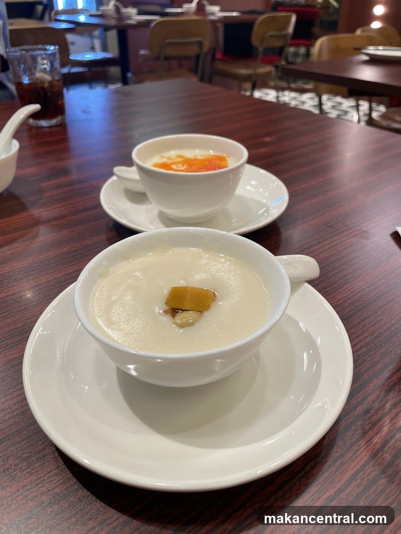 Dining Table with Bowls of Soup