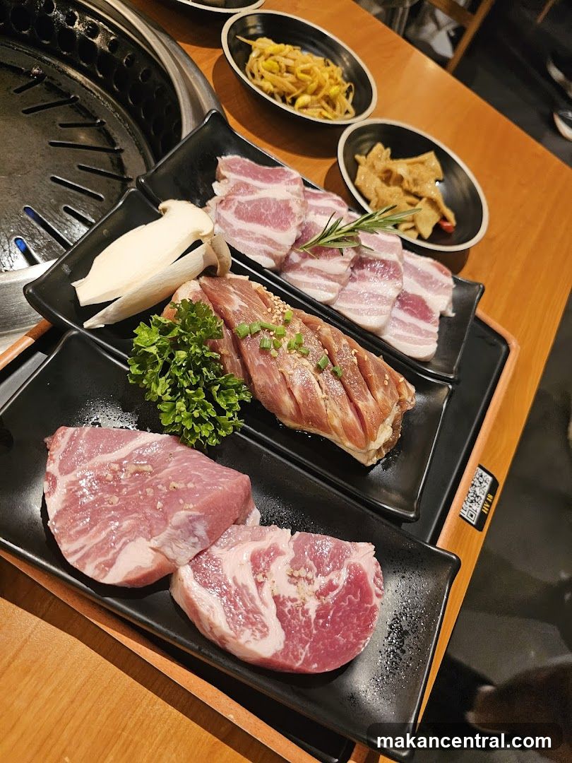 Grilled meat platter at BBQ restaurant
