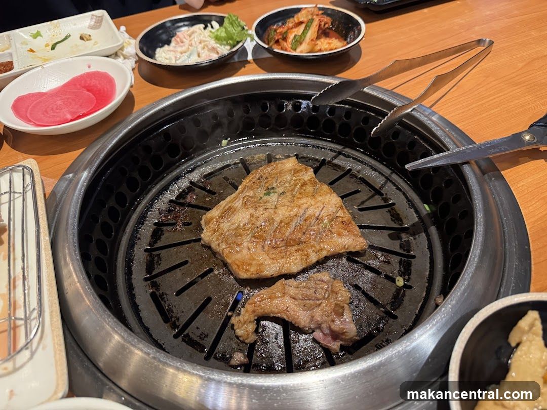 Grilled meat at Korean BBQ restaurant