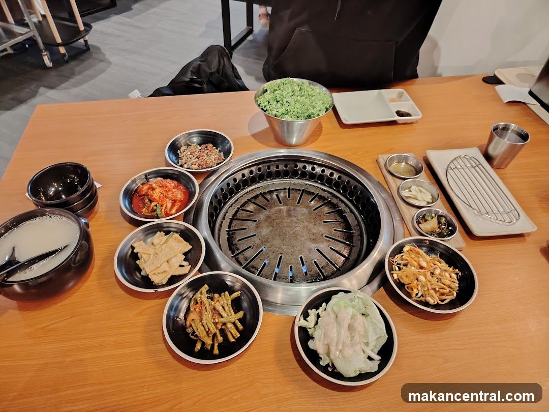 Table with Korean BBQ Setup