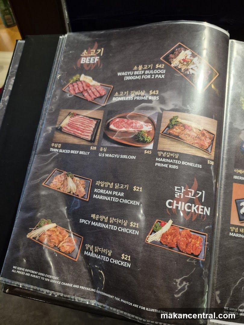 Beef and Chicken Menu