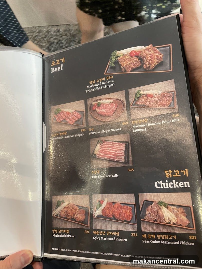 Beef and Chicken Menu