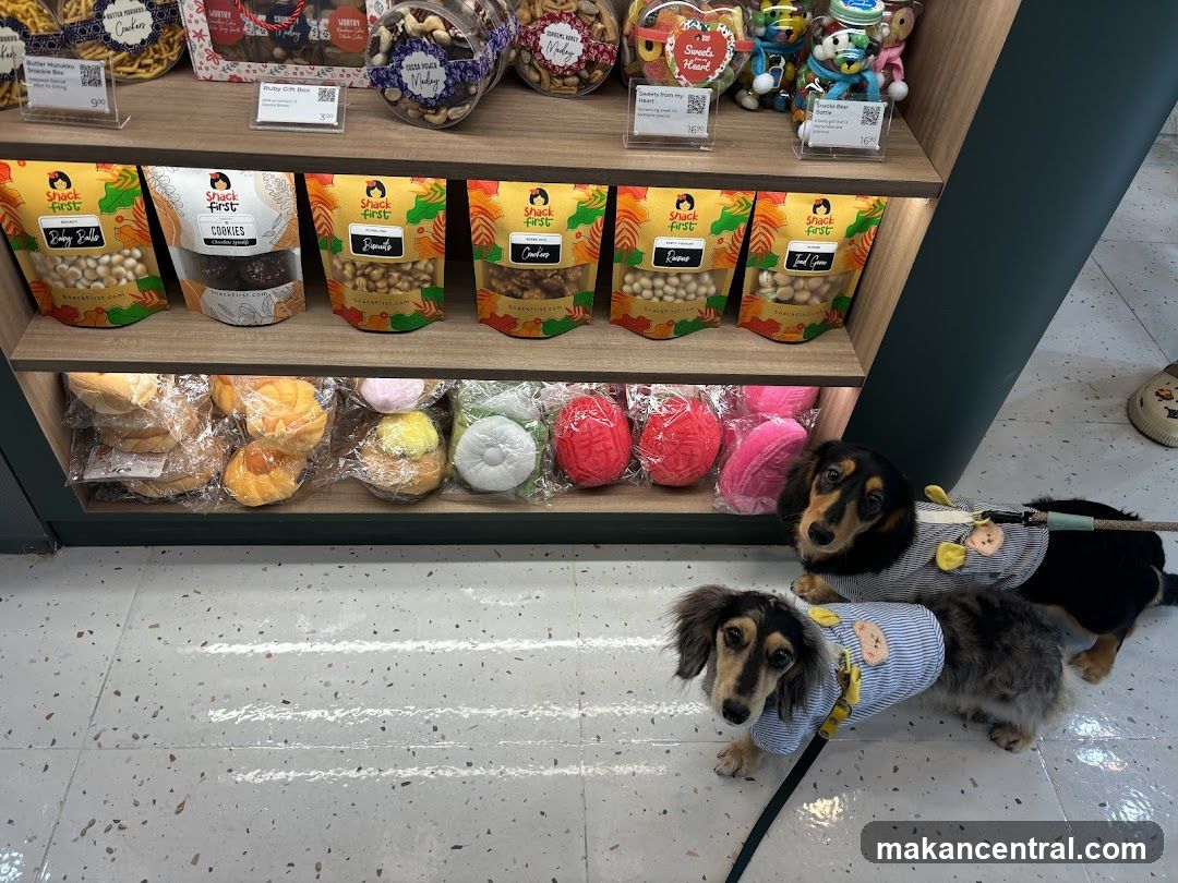 Dogs in pet store aisle