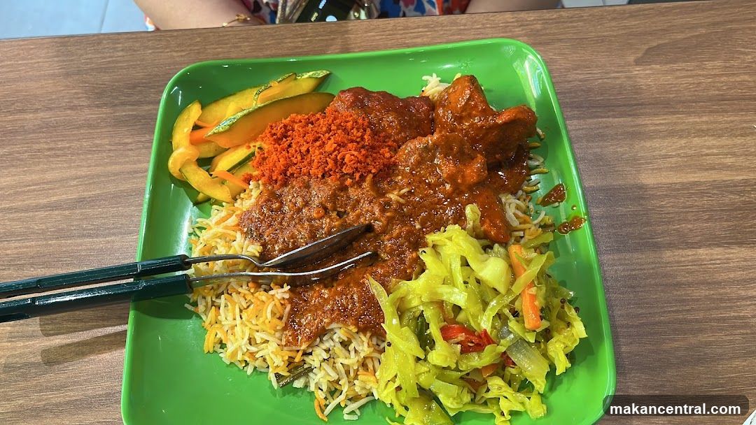 Food on green tray
