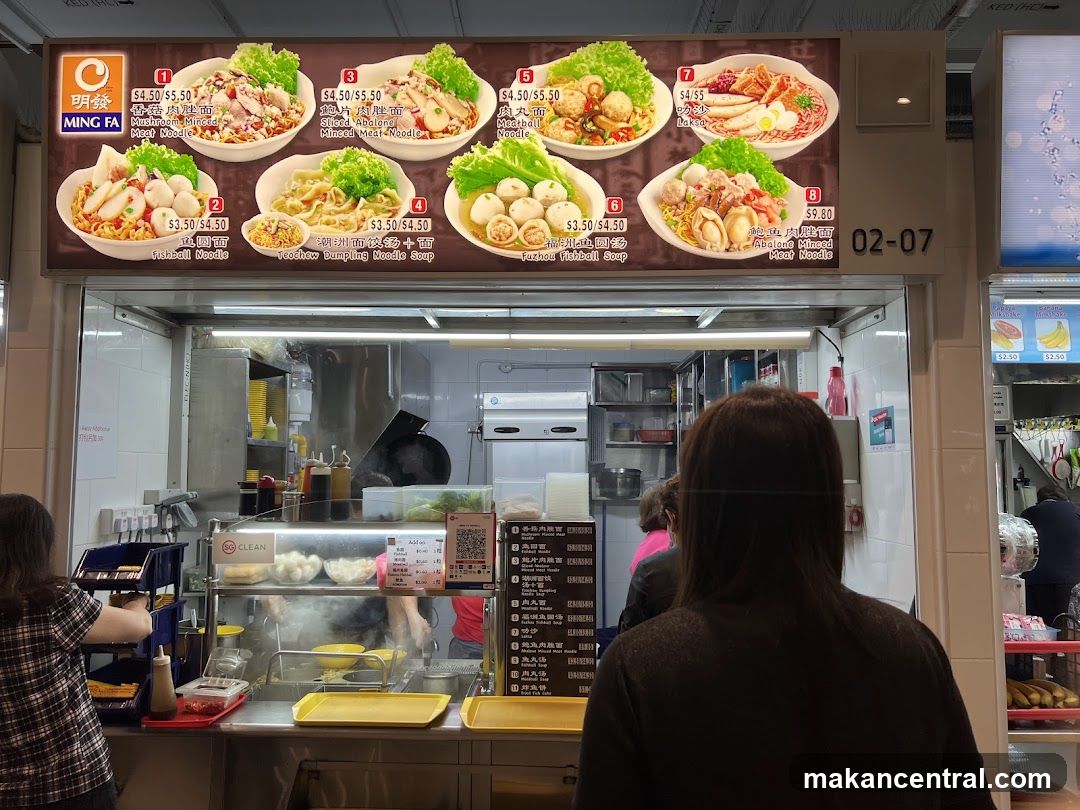 Food stall interior with customer view