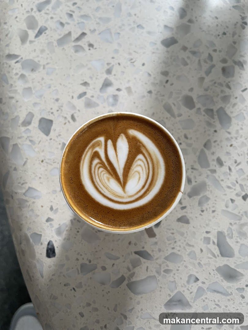 Latte art on terrazzo surface