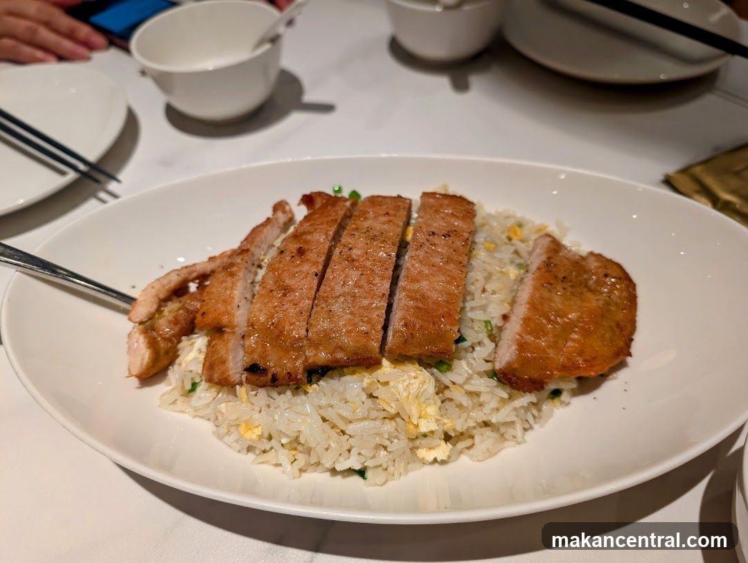 Dinner Plate with Fried Rice and Sliced Meat