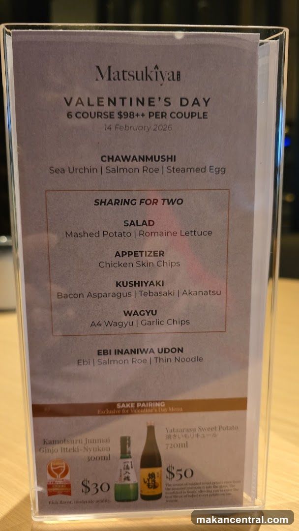 Matsukiya Valentine's Day Menu